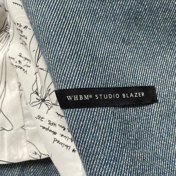 WHBM Tweed Studio Blazer 6 | NWT Double Breasted, Blue, Silver Buttons, Sold Out - Picture 8 of 11
